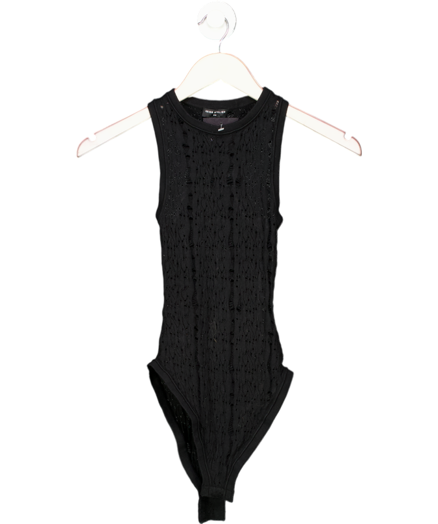 REISS Francesca Atelier Lace-knit High-neck Bodysuit In Black UK XS