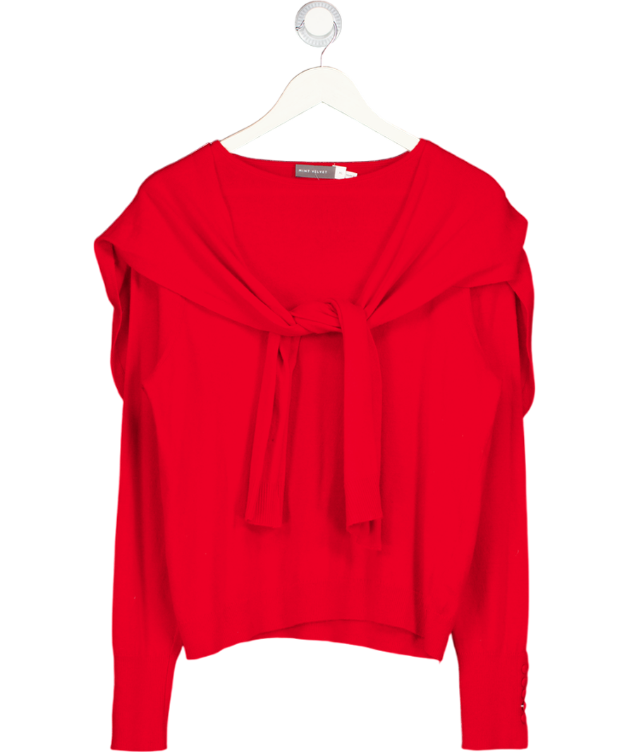 Mint Velvet Red Cashmere Blend Scarf Jumper UK XL