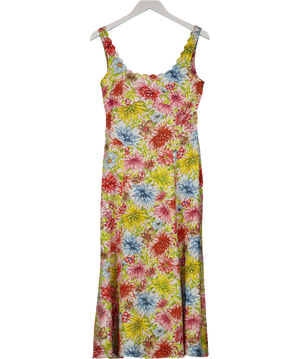 Alexa Chung Cream Floral Kitty Scallop square neck Detail Midi Dress Us8 UK 12