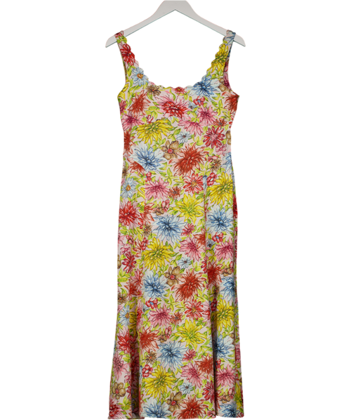 Alexa Chung Cream Floral Kitty Scallop Detail Midi Dress Us8 UK 12