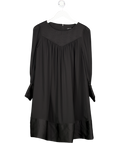 Karen Millen Black Long Sleeve Quilted Yoke Long Sleeve Mini Dress UK 8