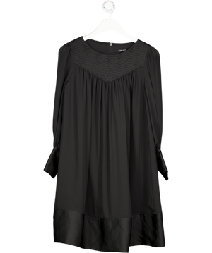 Karen Millen Black Long Sleeve Quilted Yoke Long Sleeve Mini Dress UK 8