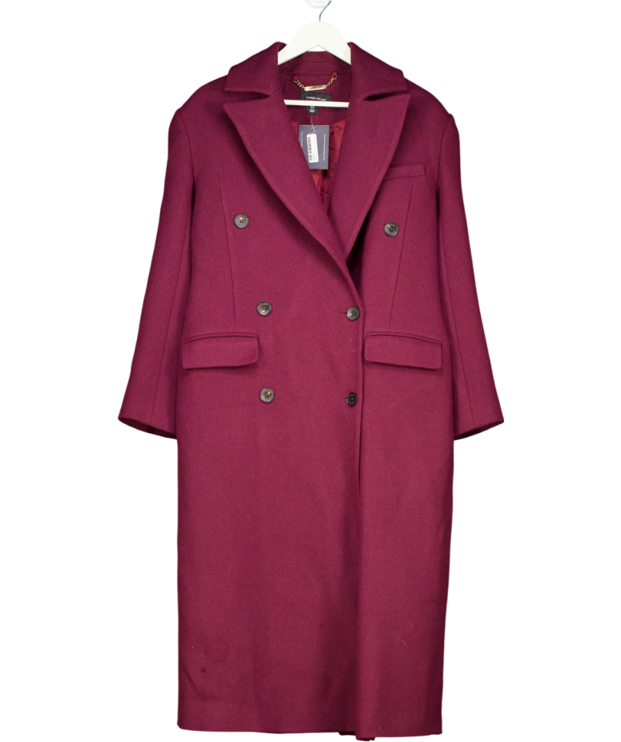 Karen Millen Purple Wool Blend Tailored Fitted Maxi Coat UK 8