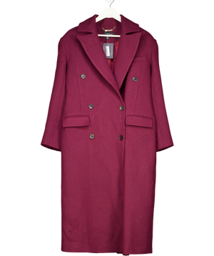 Karen Millen Wine Wool Blend Tailored Fitted Maxi Coat UK 8