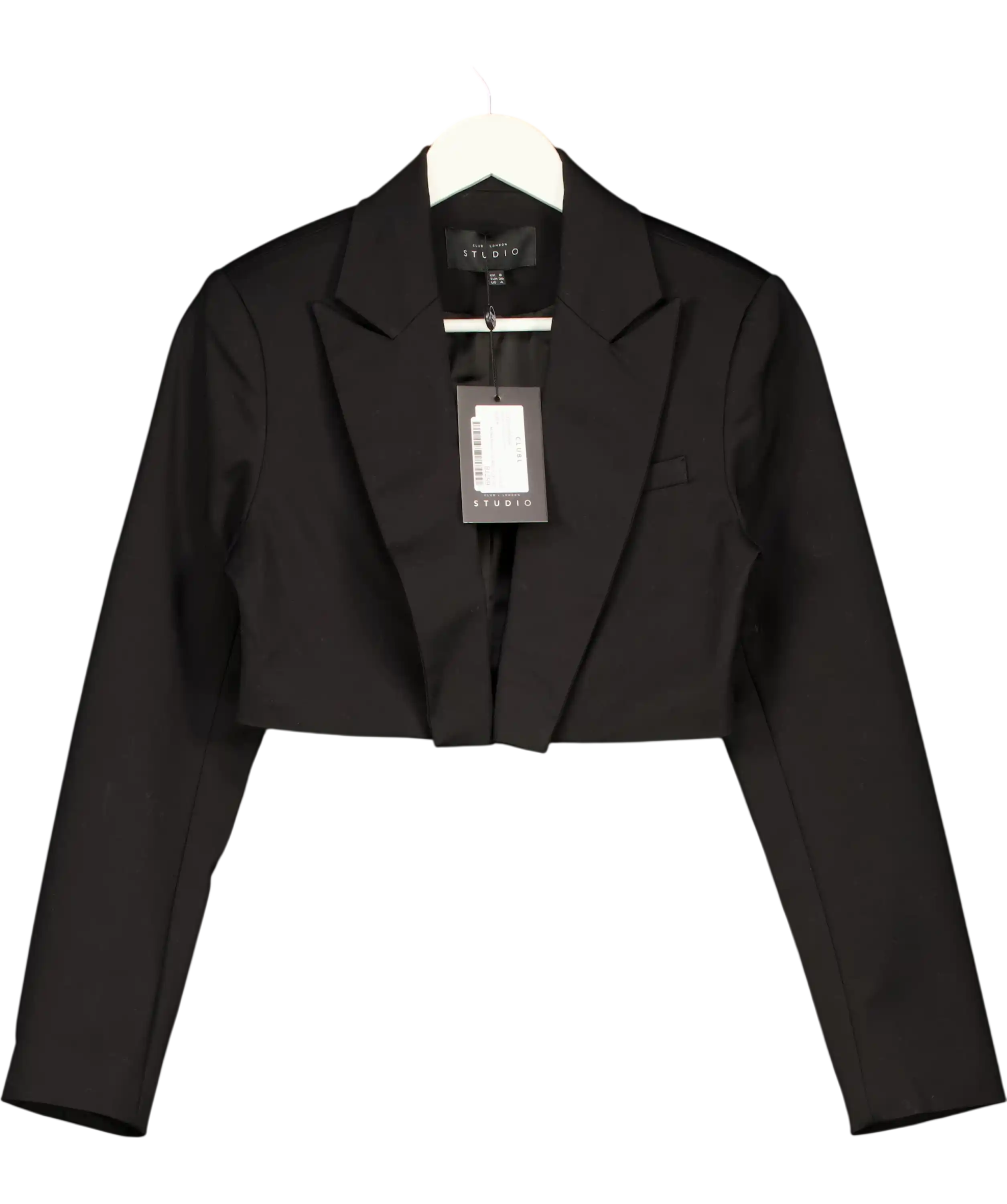 Club L Studio Interrupted Black Cropped Blazer UK 8