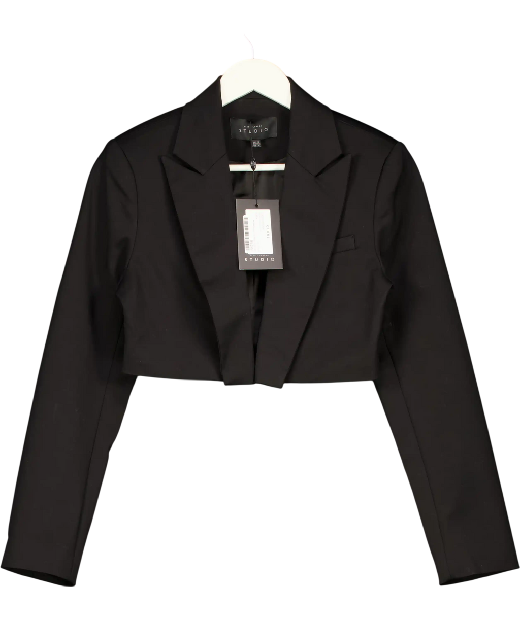 Club L Studio Interrupted Black Cropped Blazer UK 8