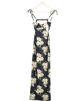 MONTCE Black Liz Floral Petal Long Slip Dress UK XS