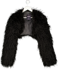 Mars the Label Black The Sabrine Faux Fur Cropped Shrug UK 8