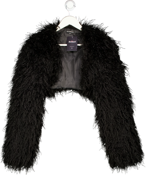 Mars the Label Black The Sabrine Faux Fur Cropped Shrug UK 8