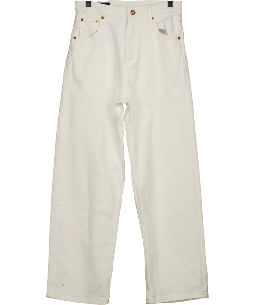 ZARA White Z1975 High-Waist Straight Jeans, size UK 6 — front