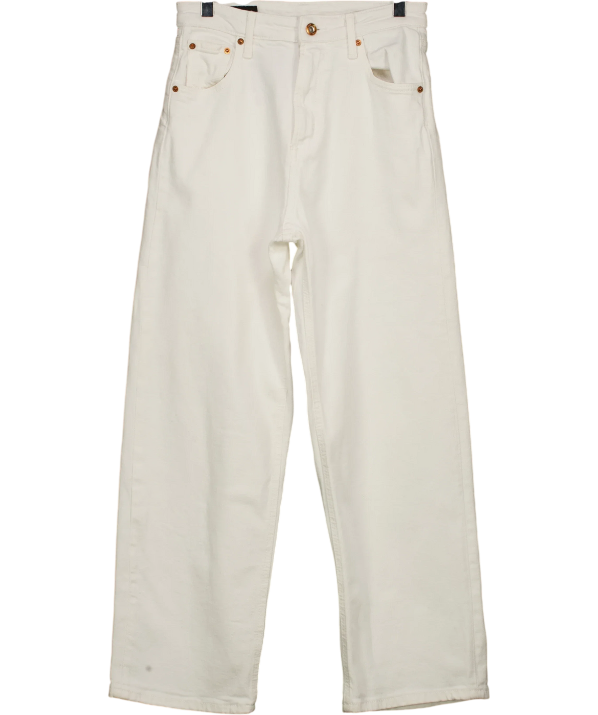 ZARA White Z1975 High-Waist Straight Jeans, size UK 6 — front