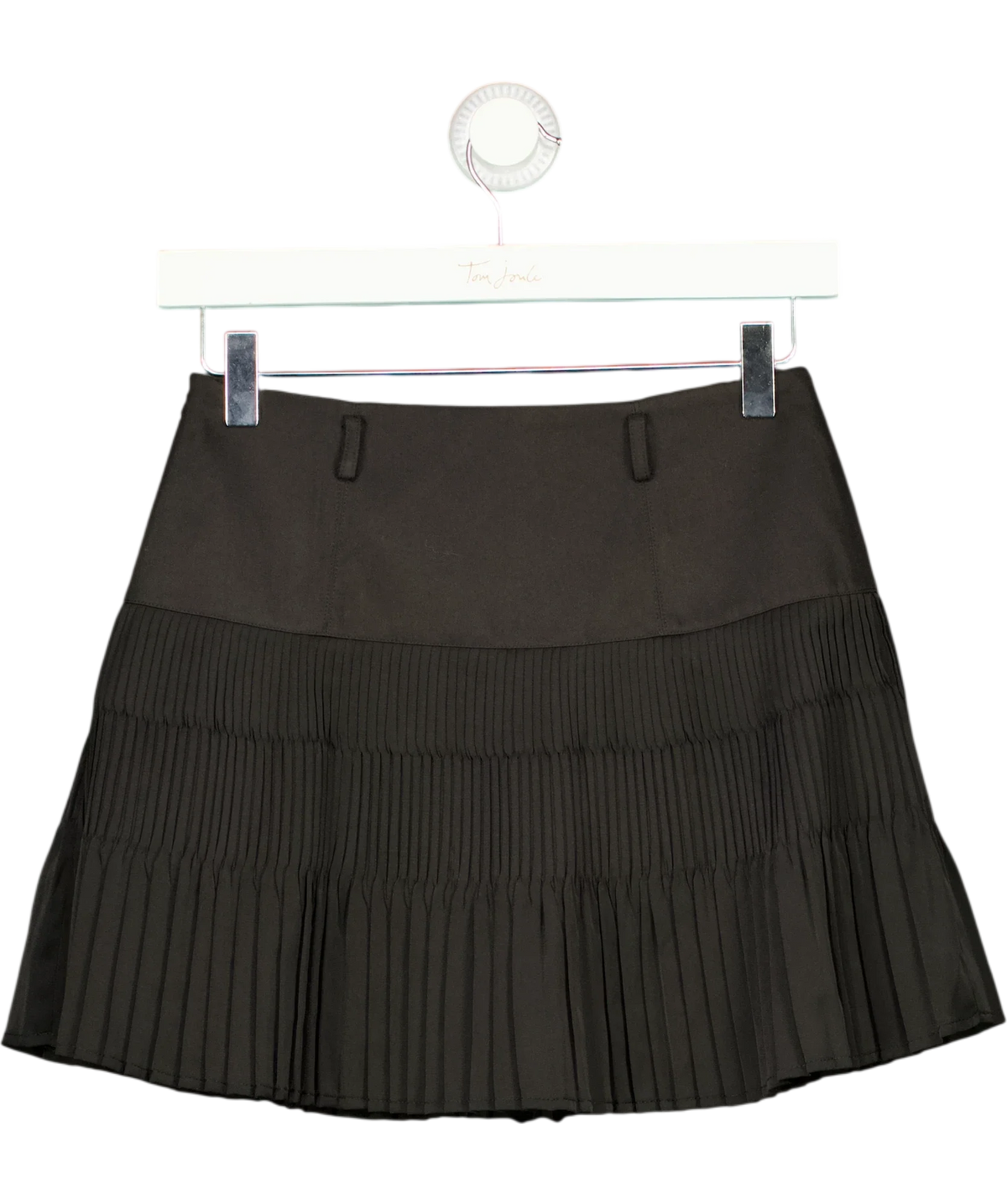 Ancosti Black Pleated A-line Mini Skirt, size UK XS — front