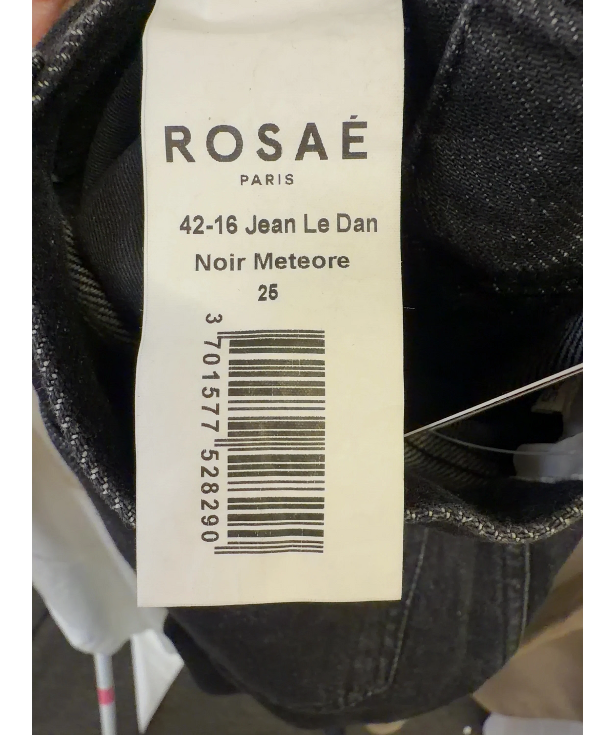 Rosaé Paris Black Jean Le Dan, size W25 — label