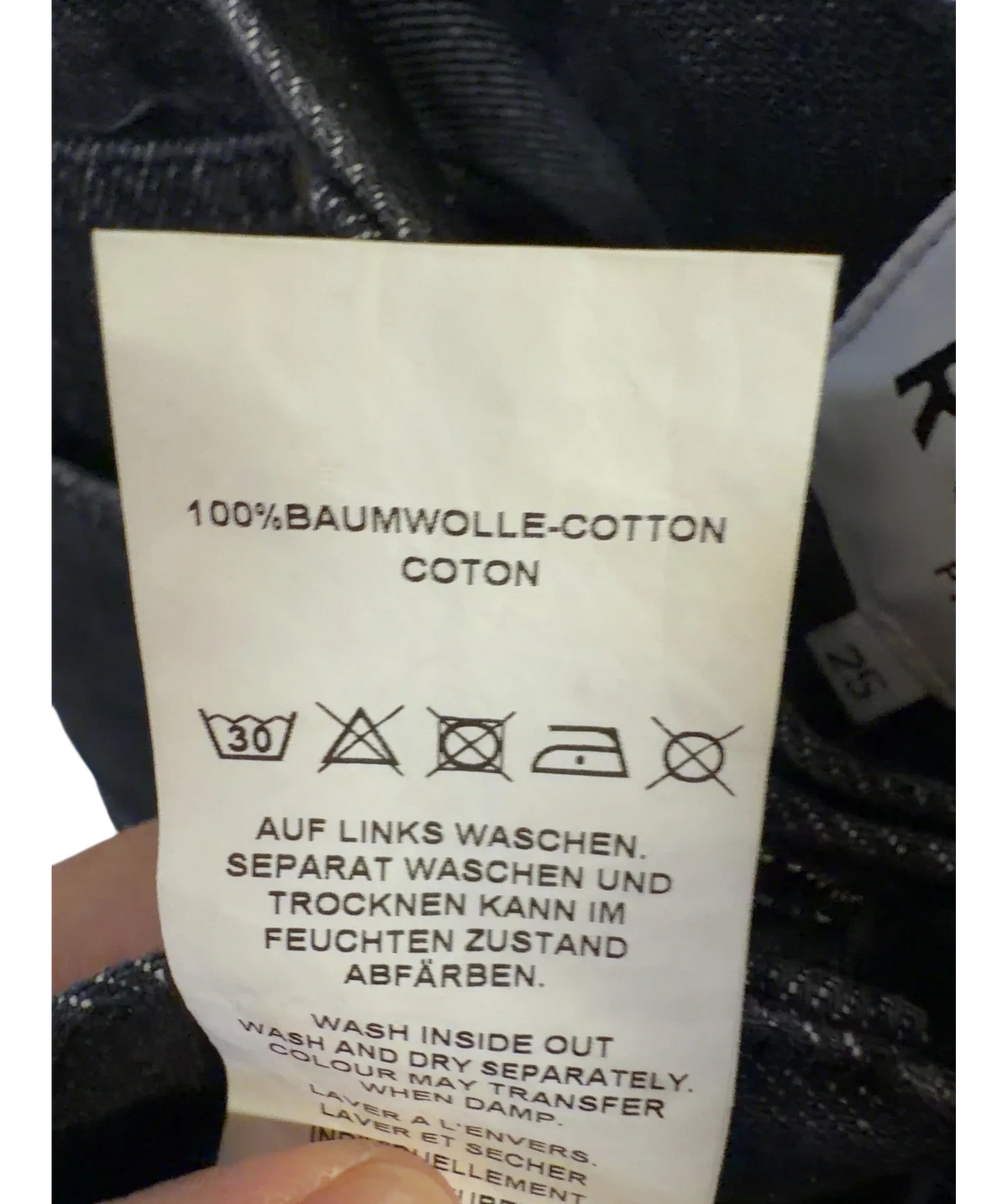 Rosaé Paris Black Jean Le Dan, size W25 — fabric detail