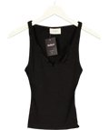 DISSH Black Rebecca black lace-trim knit tank, size UK XS — front