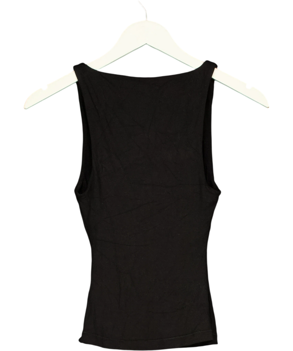 DISSH Black Rebecca black lace-trim knit tank, size UK XS — back