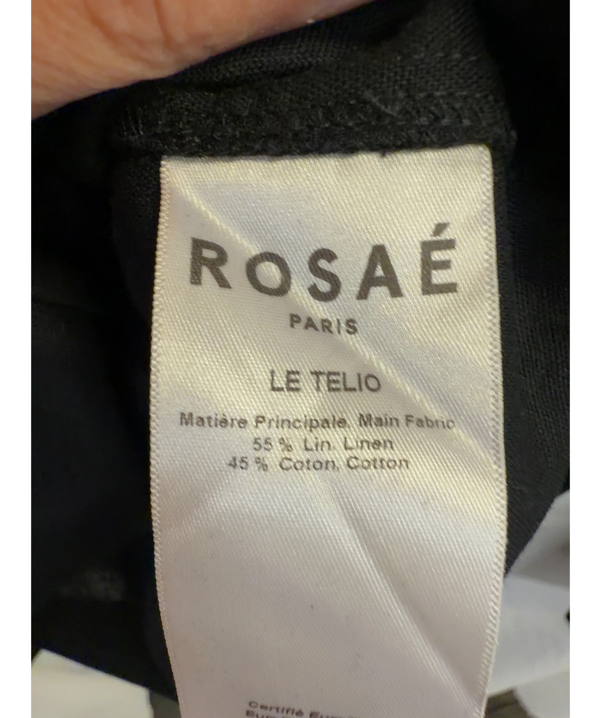 Rosaé Paris Black LE TELIO, size UK 4 — label