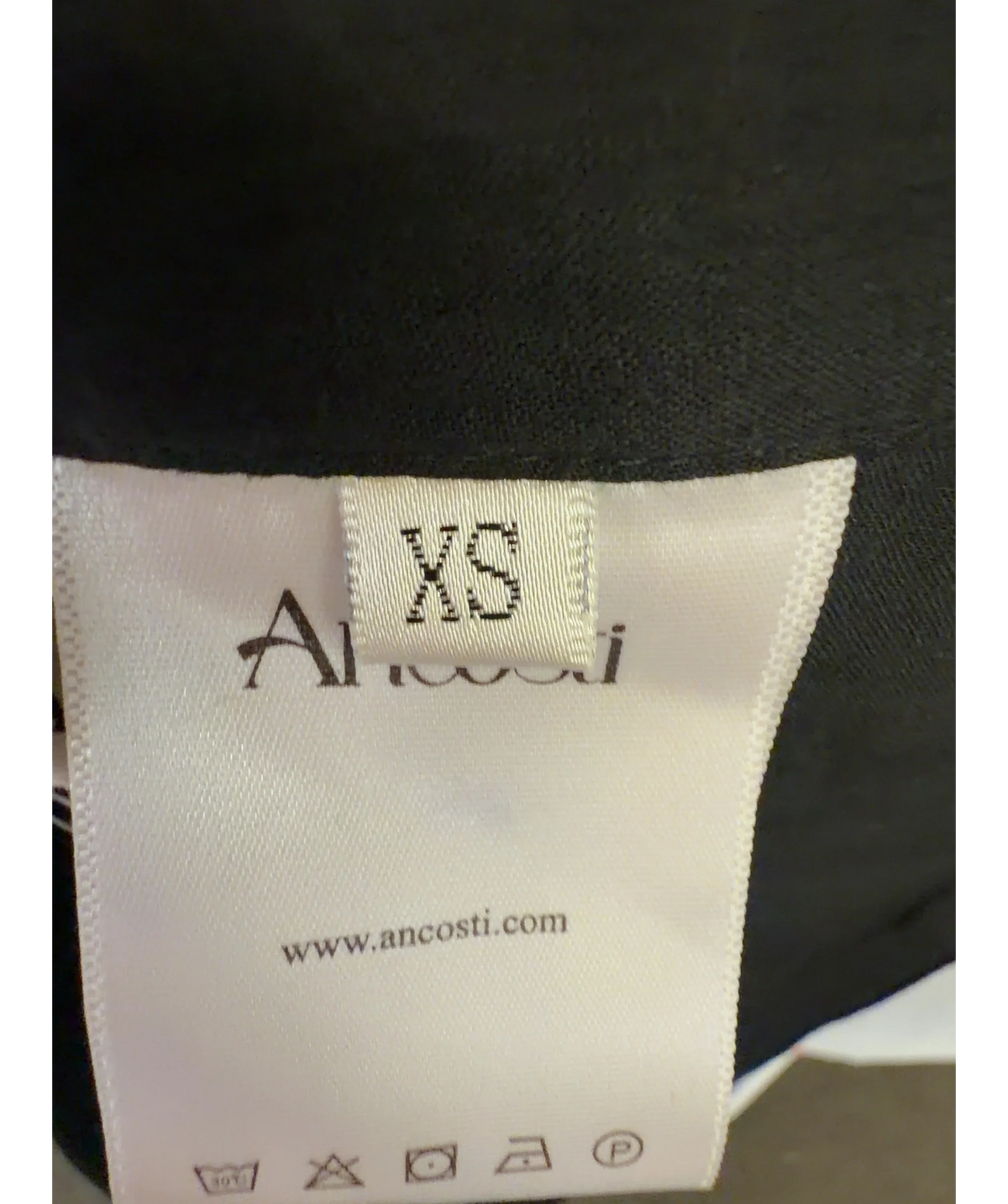Ancosti Black Colour, size UK XS — care label