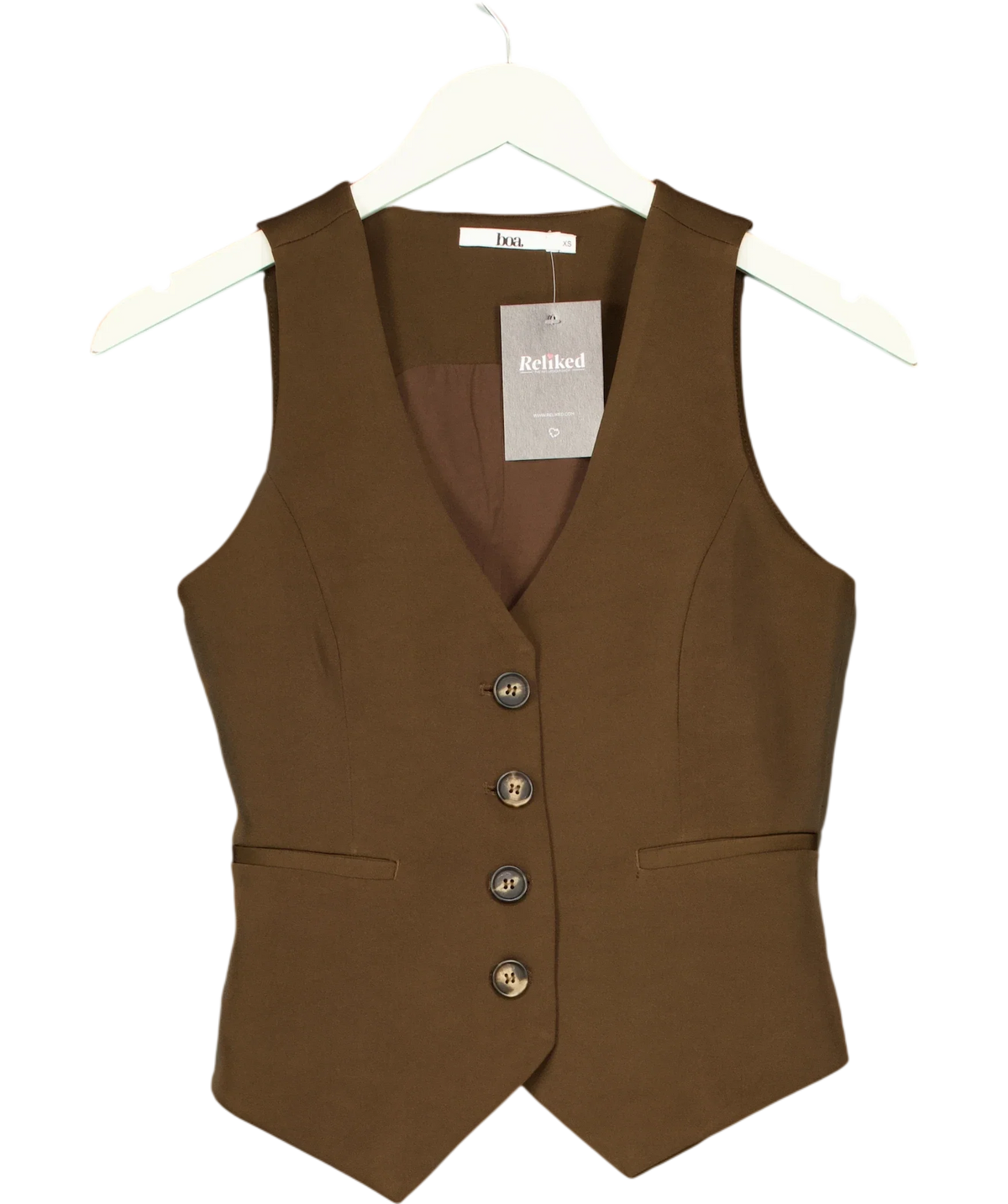 BOA Brown Clean Cut Waistcoat, size UK XS — front