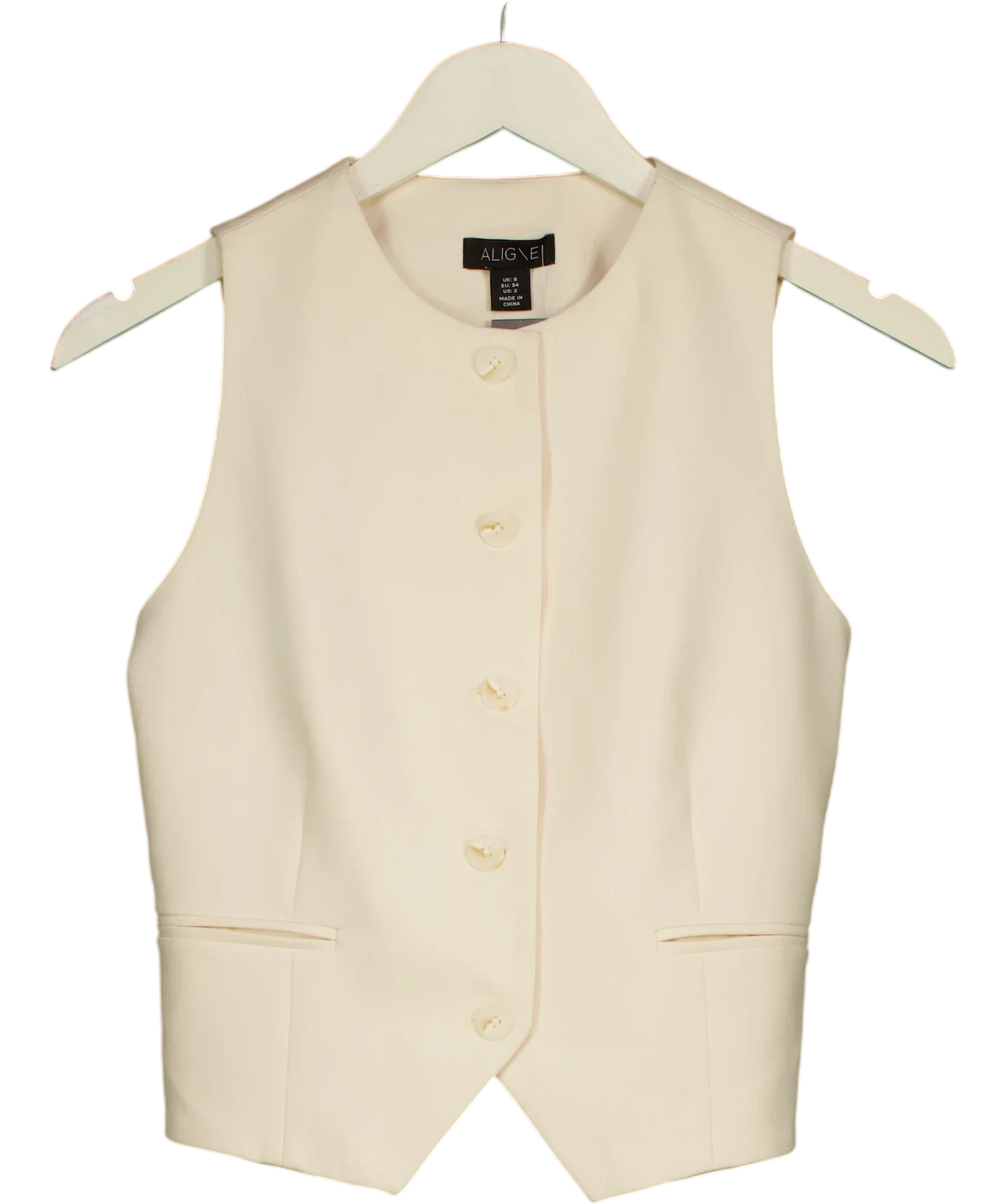 Aligne ivory Mitch High-Neck Waistcoat, size UK 6 — front