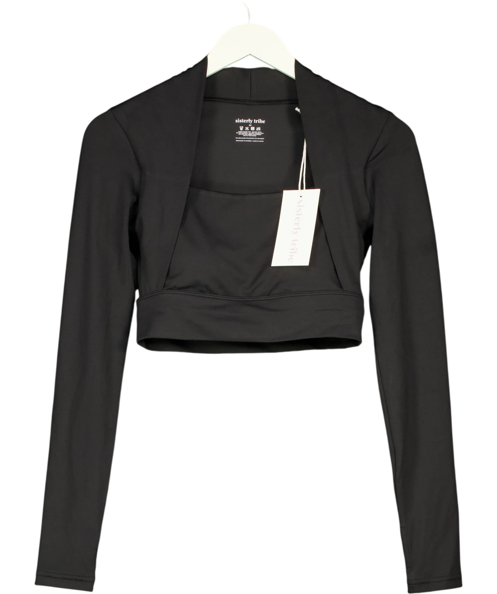 SISTERLY TRIBE Black SoftSculpt Bolero Long Sleeve Top, size UK M — front