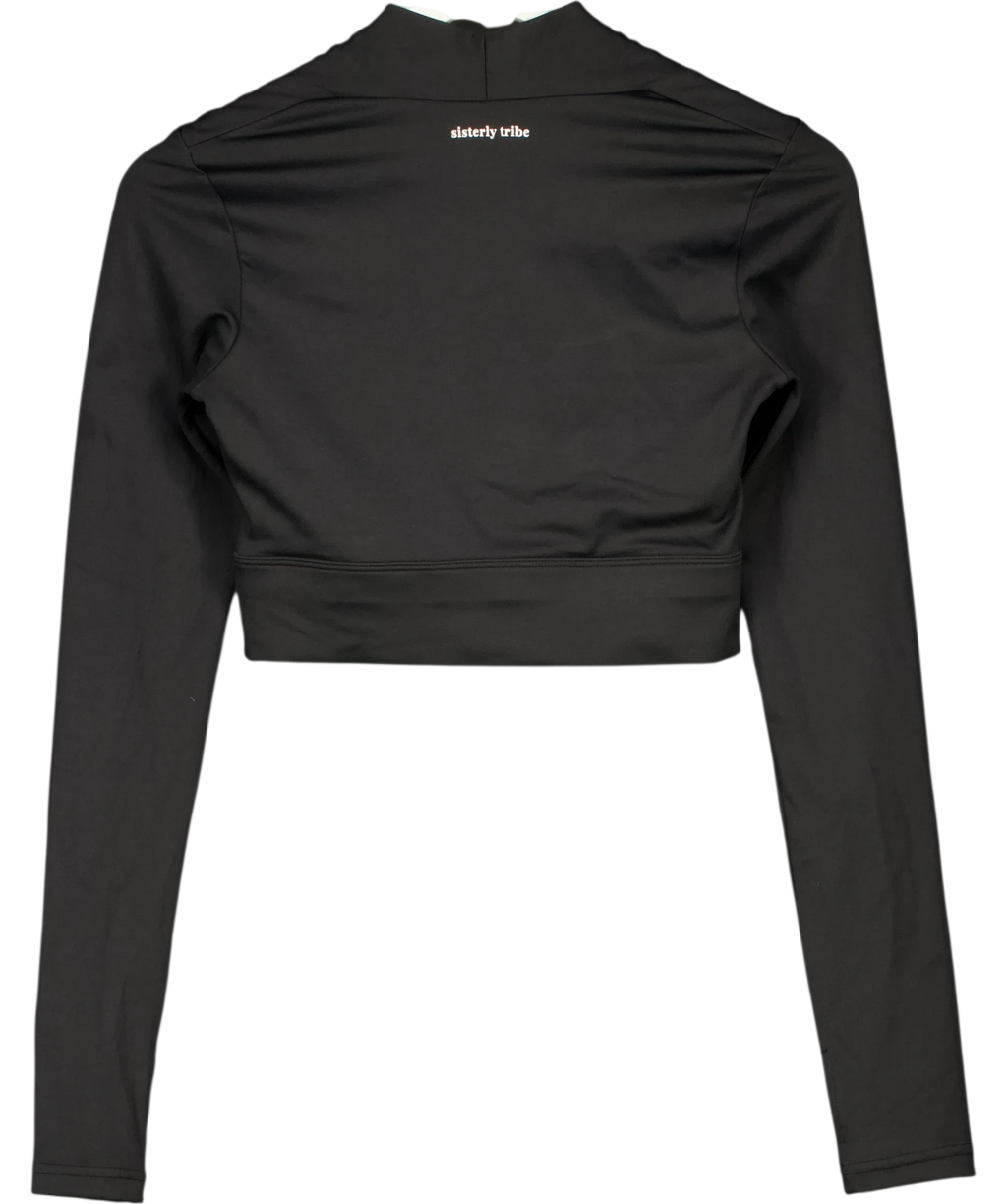 SISTERLY TRIBE Black SoftSculpt Bolero Long Sleeve Top, size UK M — back