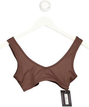 Sisterly Tribe Activewear Crop Top Brown White Text UK XS