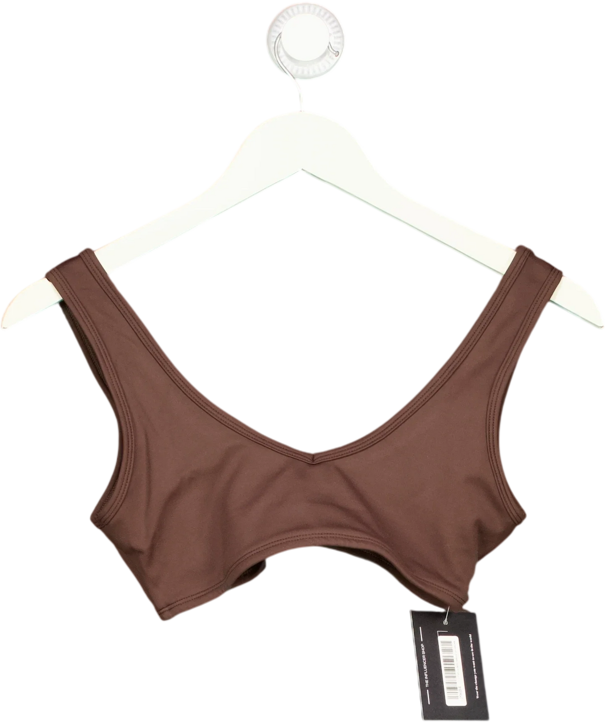 SISTERLY TRIBE Brown activewear crop top, size UK XS — front