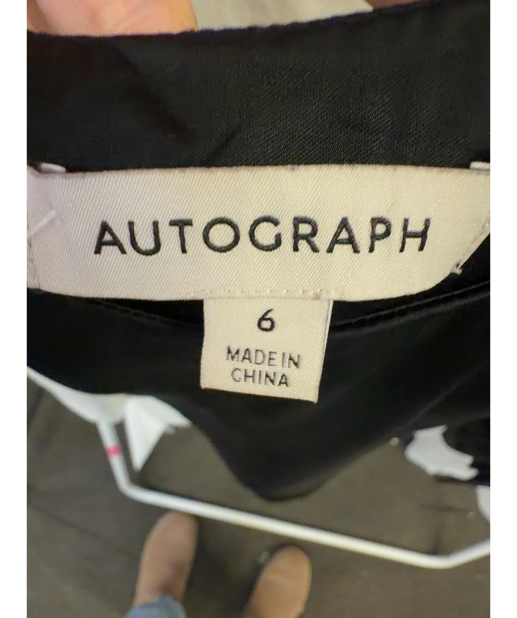 Autograph Black Satin Scoop Neck Cami Top, size UK 6 — detail