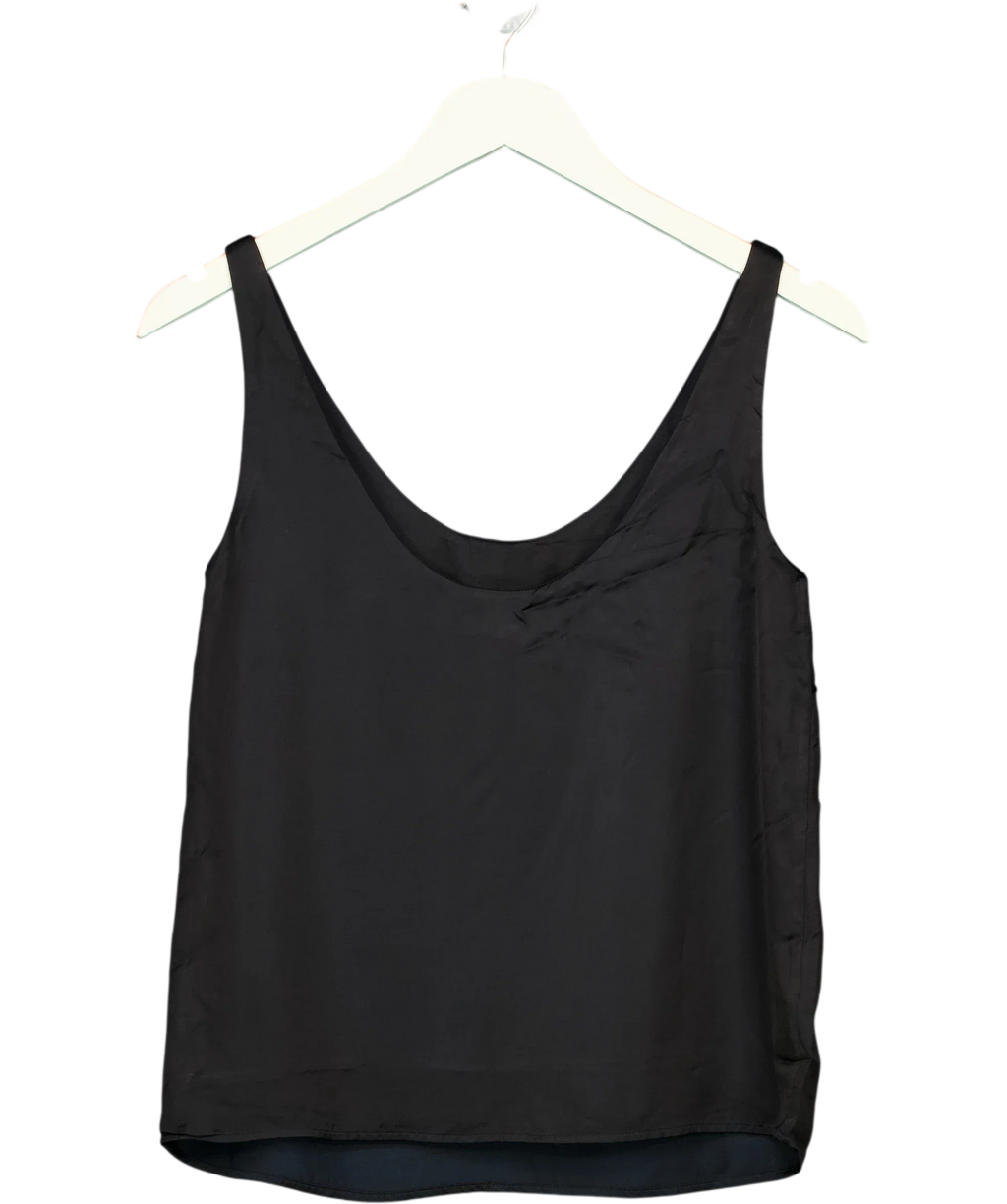 Autograph Black Satin Scoop Neck Cami Top, size UK 6 — back