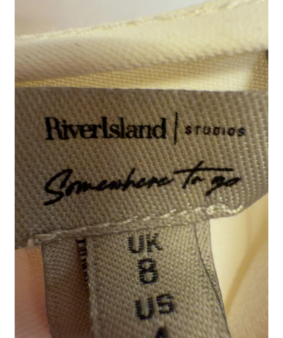 River Island Cream draped overlay blouse, size UK 8 — detail