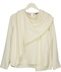 River Island Cream draped overlay blouse, size UK 8 — front