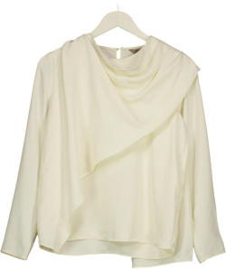 River Island Cream draped overlay blouse, size UK 8 — front