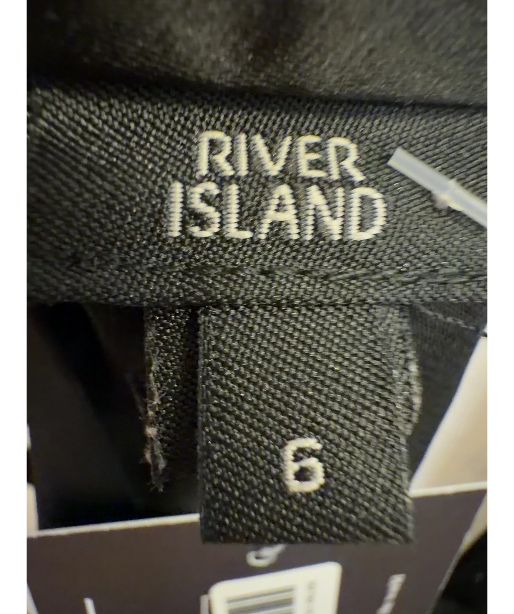 River Island Black satin halter neck top, size UK 6 — care label