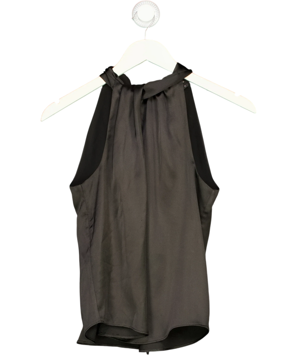 River Island Black satin halter neck top, size UK 6 — front