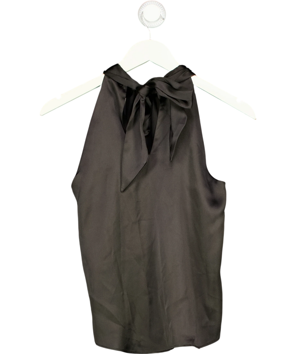 River Island Black satin halter neck top, size UK 6 — back