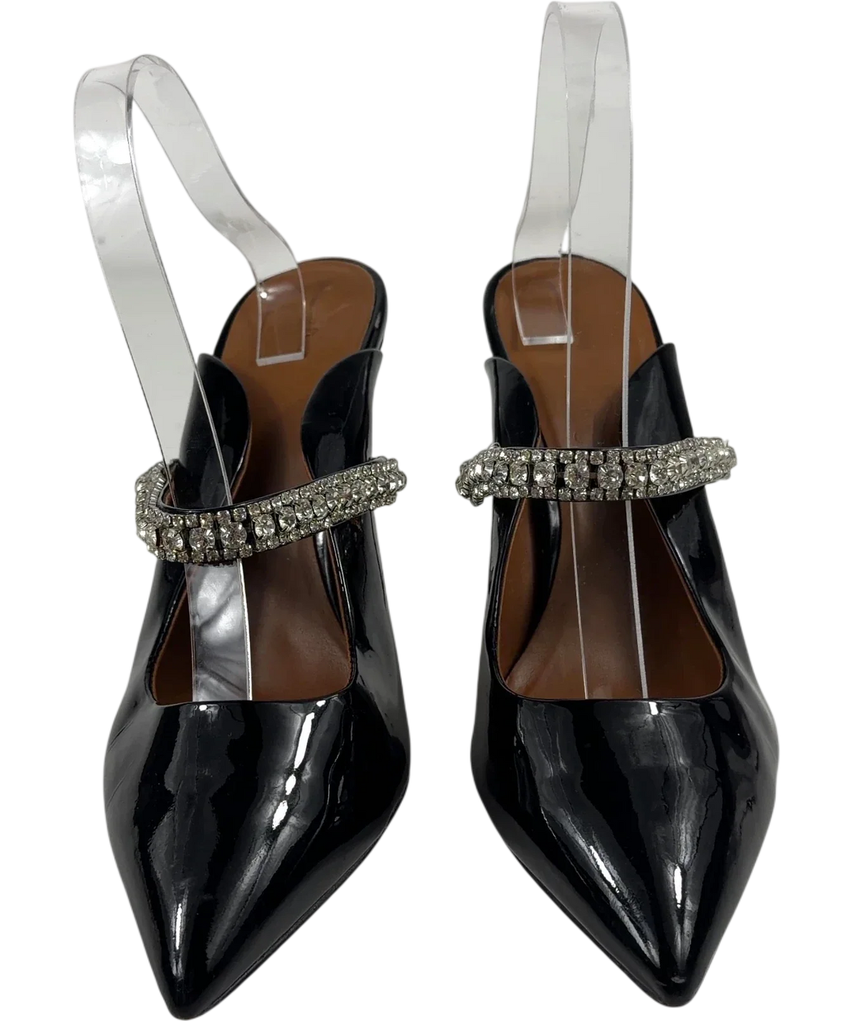 Kurt Geiger Black Strass Point / Duke style patent mule, size UK 5 EU 38 👠 — detail