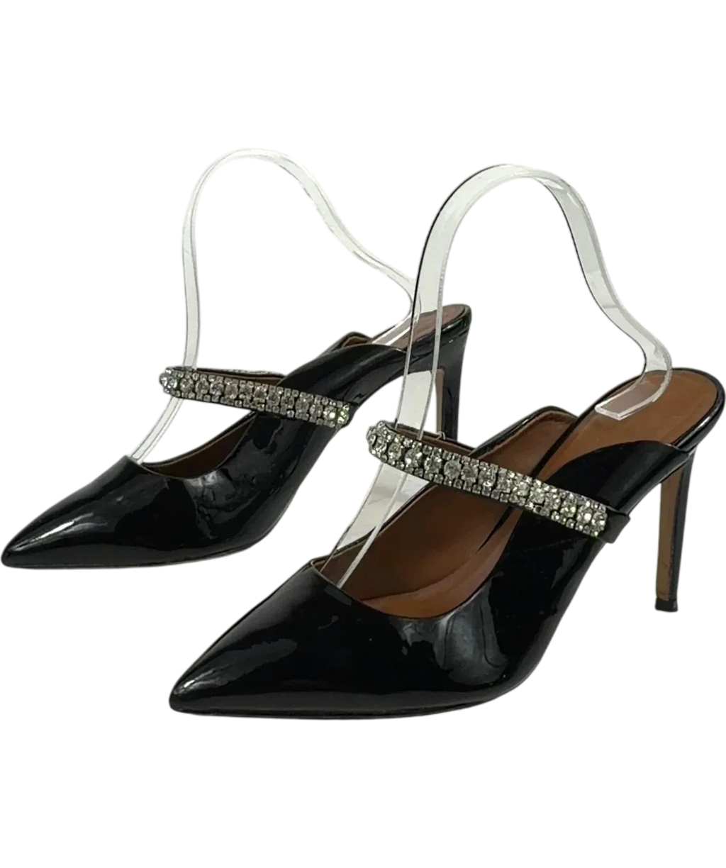 Kurt Geiger Black Strass Point / Duke style patent mule, size UK 5 EU 38 👠 — label