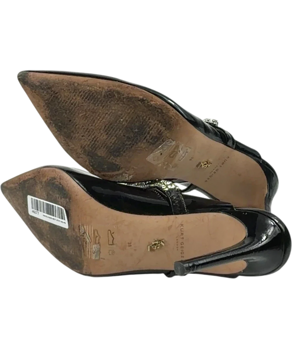 Kurt Geiger Black Strass Point / Duke style patent mule, size UK 5 EU 38 👠 — view 8