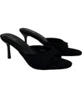 LINZI Black Erin Black Faux Suede Mule Heels, size UK 5 EU 38 👠 — front