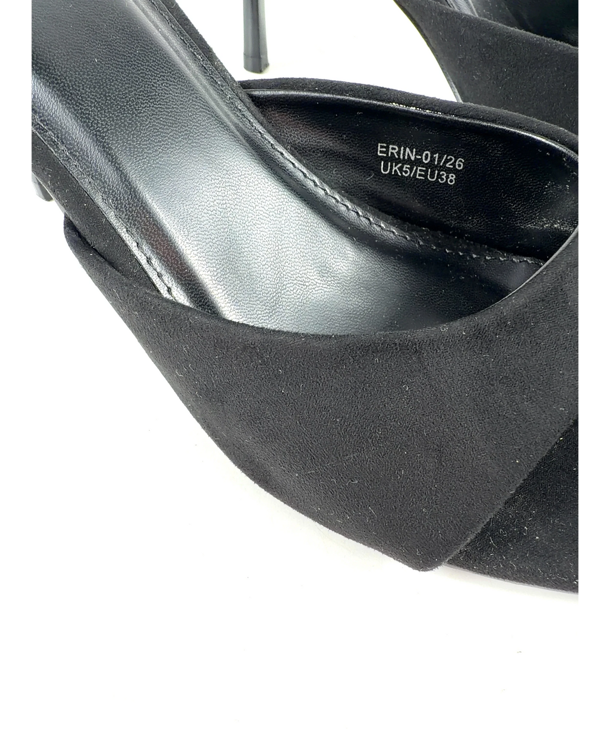 LINZI Black Erin Black Faux Suede Mule Heels, size UK 5 EU 38 👠 — additional view