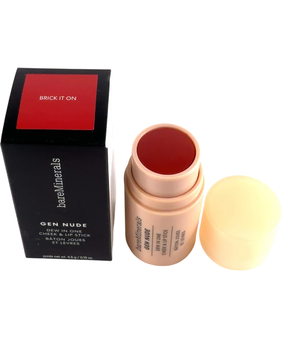 bareMinerals BRICK IT ON Gen Nude Dew in One Cheek & Lip Stick, size 4.5g — back
