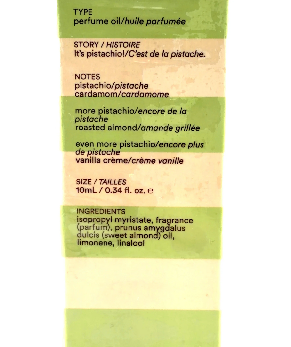 D.S. & Durga Pistachio Pocket Perfume Oil, size 10ml — care label