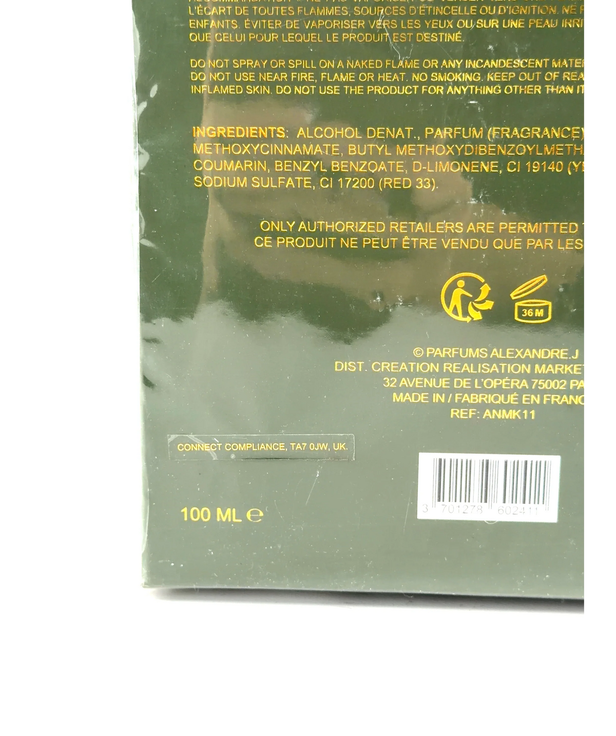 Alexandre.J Shade, size 100ml — care label