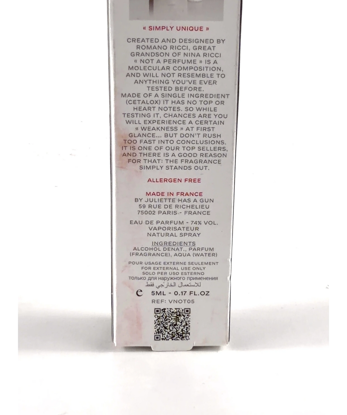 Juliette Has A Gun NOT A PERFUME, size 5ml — fabric detail