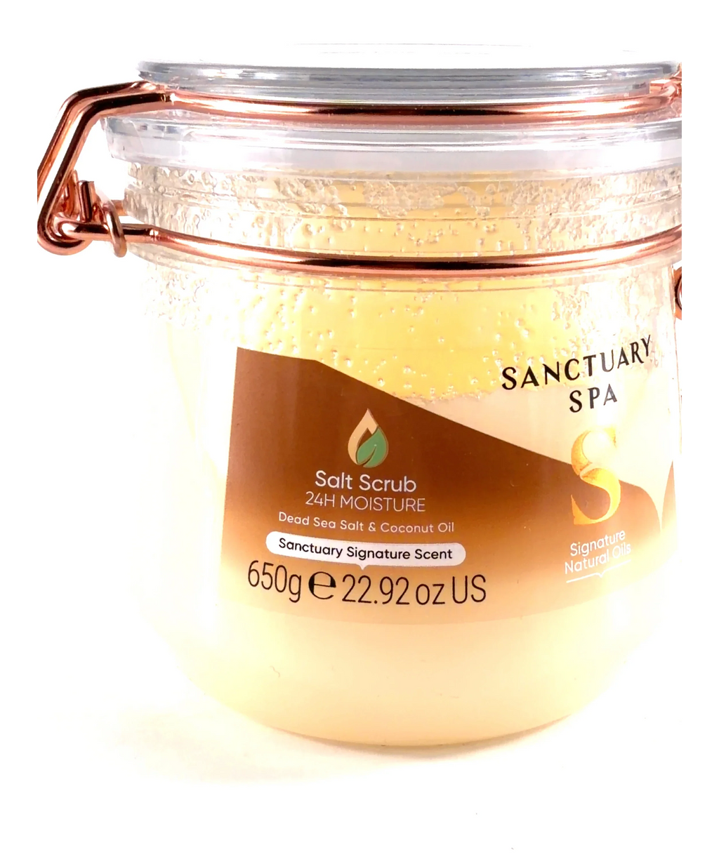 Sanctuary Salt Scrub 24H Moisture, size 650g — care label