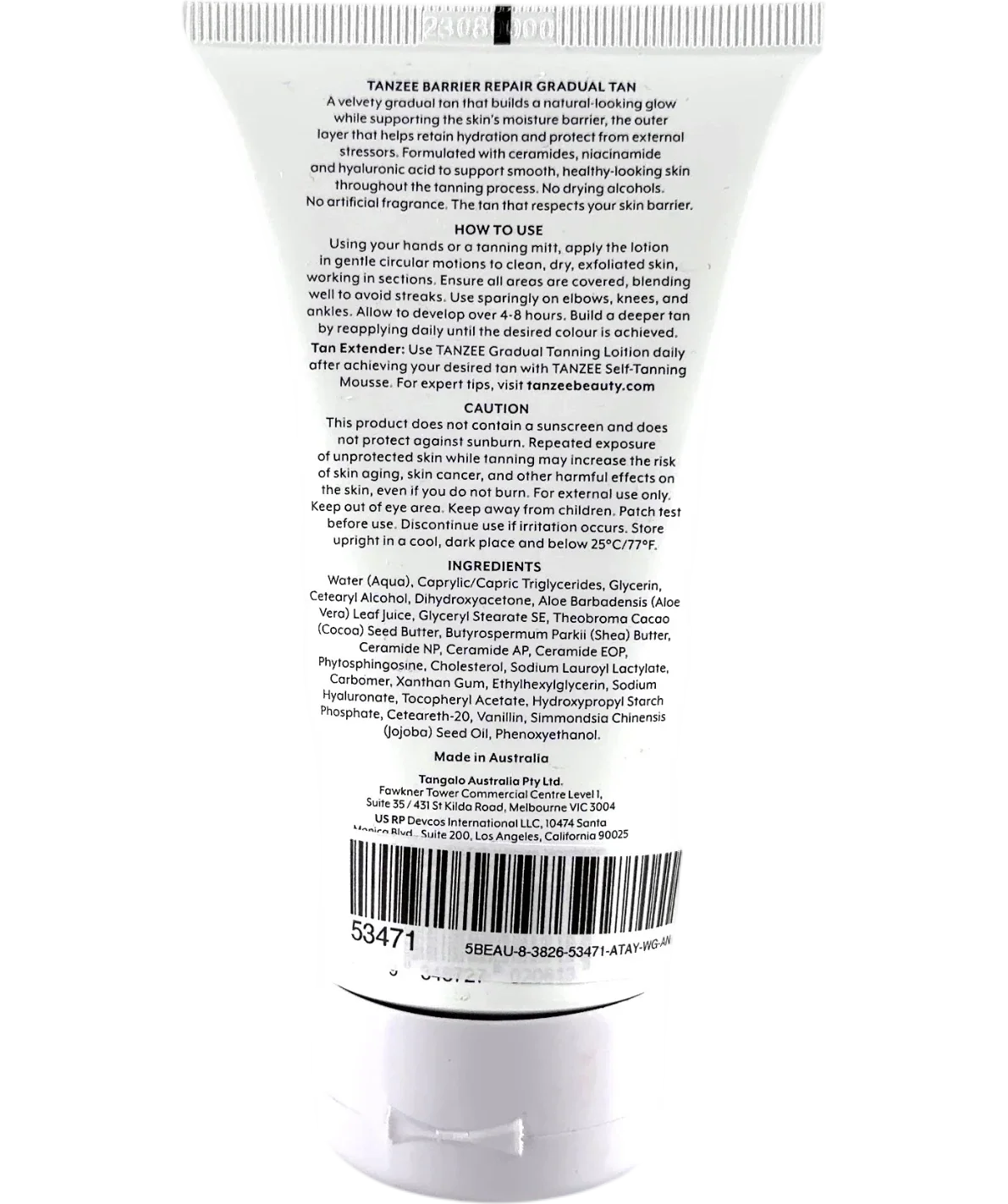 TANZEE Tanzee Barrier Repair Gradual Tan 150g, size 150g — back