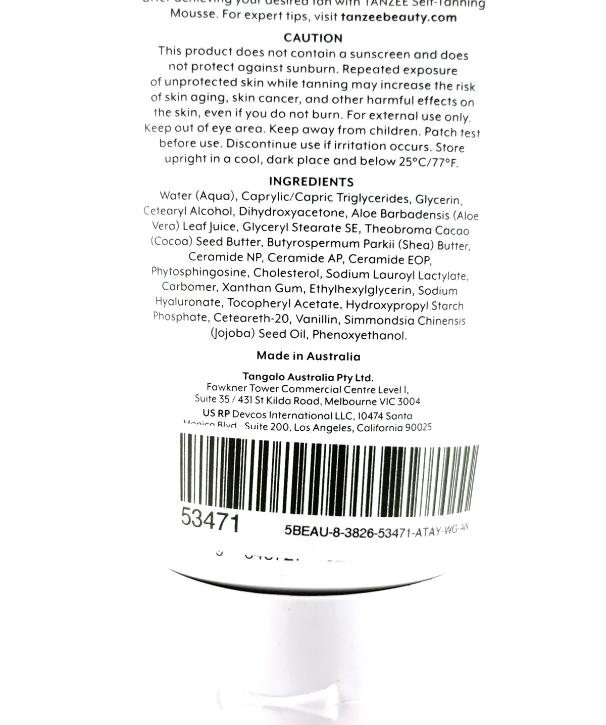 TANZEE Tanzee Barrier Repair Gradual Tan 150g, size 150g — fabric detail