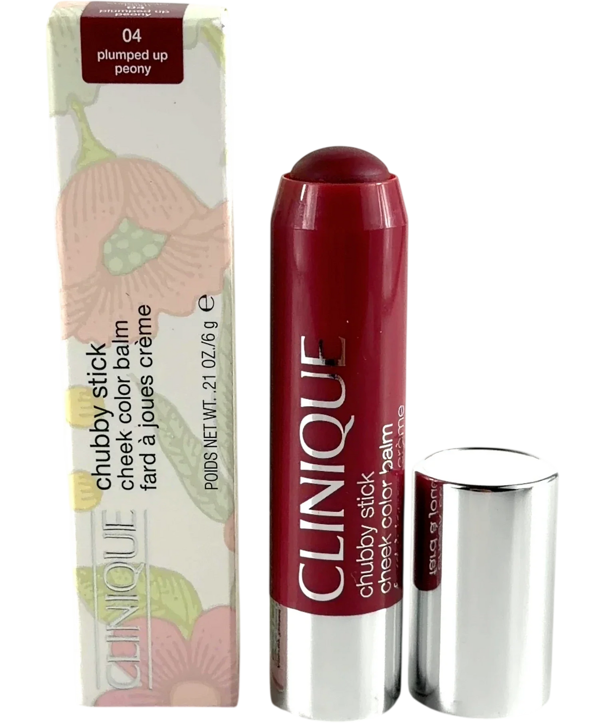 Clinique 04 plumped up peony Chubby Stick Cheek Colour Balm, size 6g — front