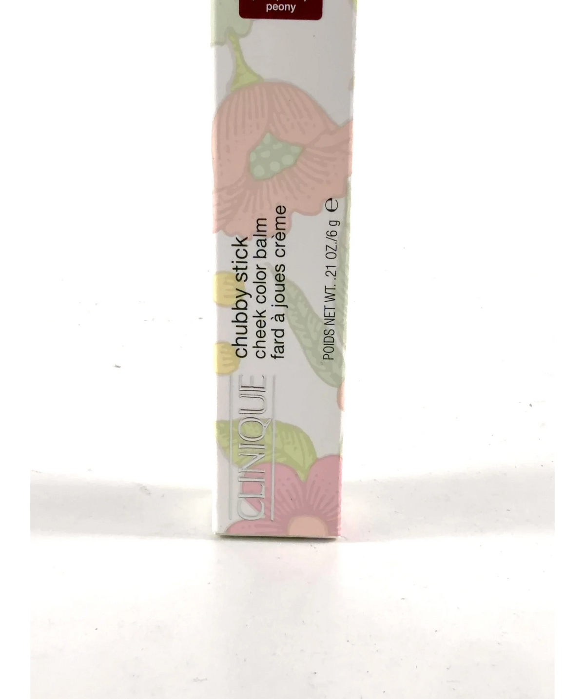Clinique 04 plumped up peony Chubby Stick Cheek Colour Balm, size 6g — care label